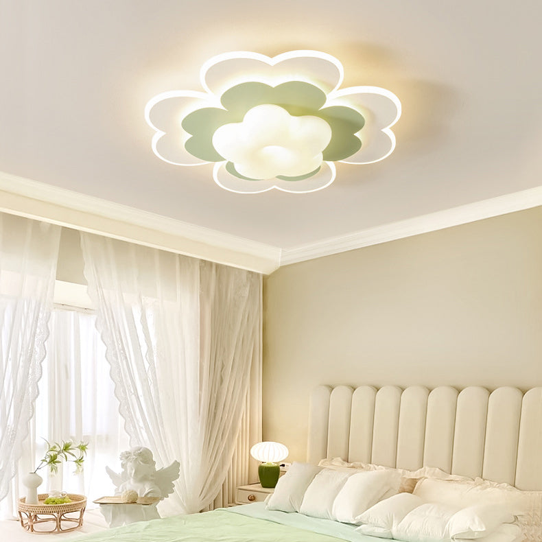 Contemporary Creative PE Iron Floral LED Flush Mount Ceiling Light For Bedroom