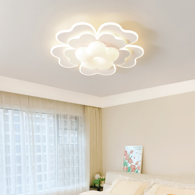 Contemporary Creative PE Iron Floral LED Flush Mount Ceiling Light For Bedroom