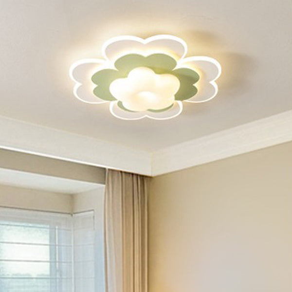 Contemporary Creative PE Iron Floral LED Flush Mount Ceiling Light For Bedroom