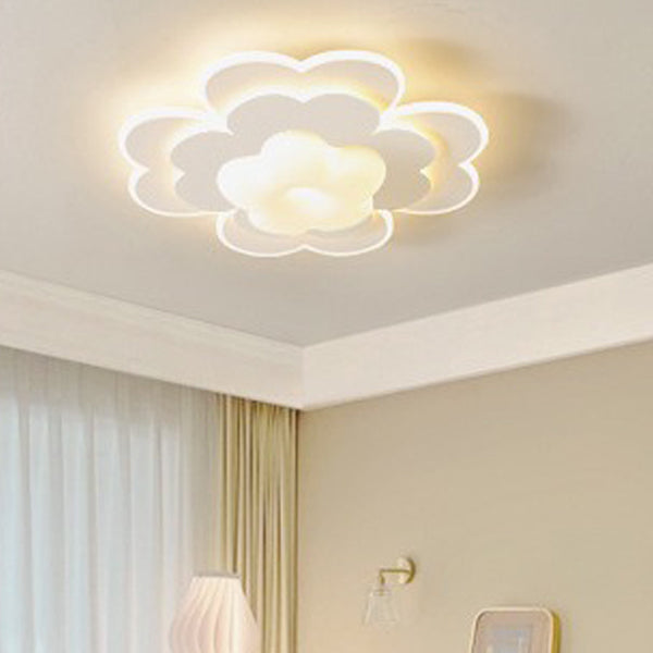 Contemporary Creative PE Iron Floral LED Flush Mount Ceiling Light For Bedroom