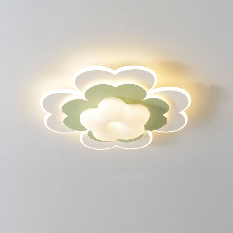 Contemporary Creative PE Iron Floral LED Flush Mount Ceiling Light For Bedroom