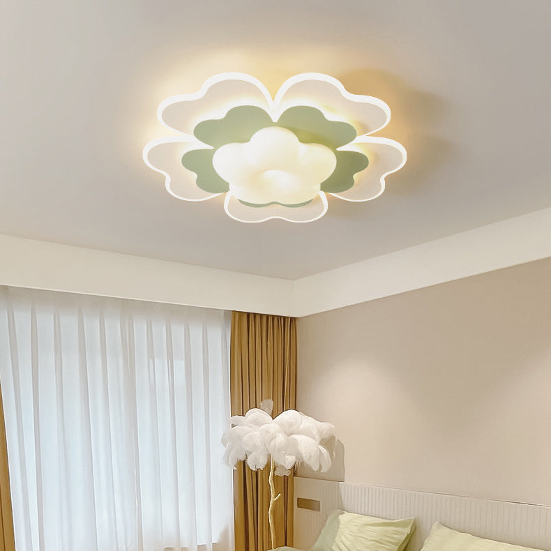 Contemporary Creative PE Iron Floral LED Flush Mount Ceiling Light For Bedroom