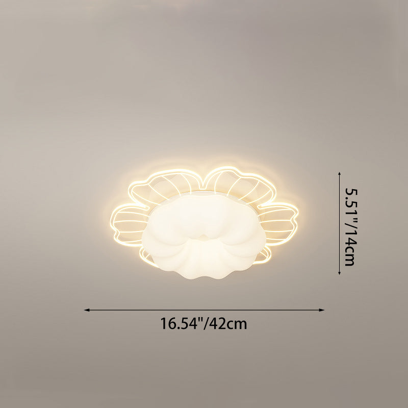Contemporary Creative PVC Iron Floral Round LED Flush Mount Ceiling Light For Bedroom & Living Room
