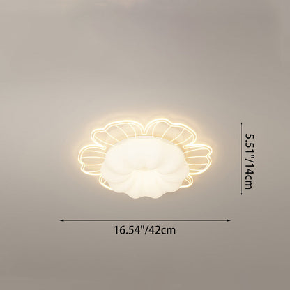 Contemporary Creative PVC Iron Floral Round LED Flush Mount Ceiling Light For Bedroom & Living Room