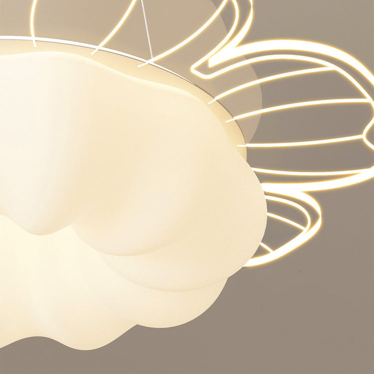 Contemporary Creative PVC Iron Floral Round LED Flush Mount Ceiling Light For Bedroom & Living Room