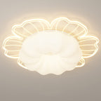 Contemporary Creative PVC Iron Floral Round LED Flush Mount Ceiling Light For Bedroom & Living Room