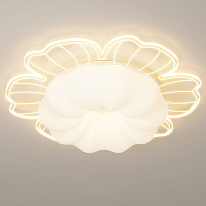 Contemporary Creative PVC Iron Floral Round LED Flush Mount Ceiling Light For Bedroom & Living Room