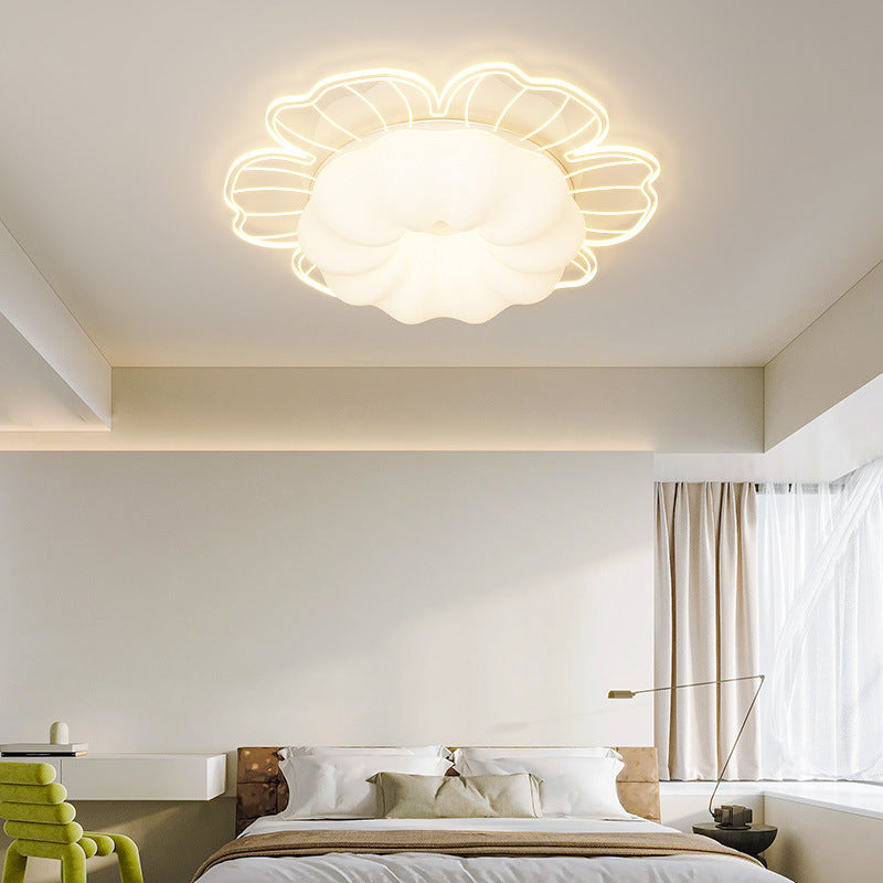 Contemporary Creative PVC Iron Floral Round LED Flush Mount Ceiling Light For Bedroom & Living Room