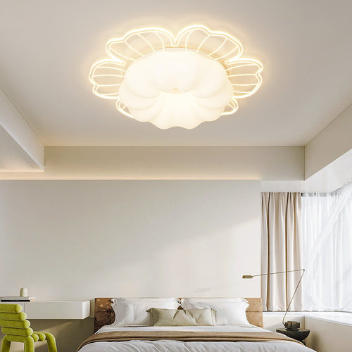 Contemporary Creative PVC Iron Floral Round LED Flush Mount Ceiling Light For Bedroom & Living Room