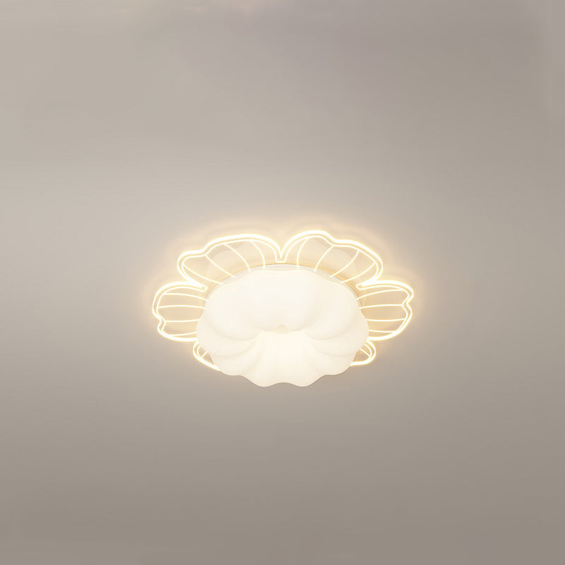 Contemporary Creative PVC Iron Floral Round LED Flush Mount Ceiling Light For Bedroom & Living Room