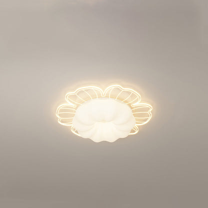 Contemporary Creative PVC Iron Floral Round LED Flush Mount Ceiling Light For Bedroom & Living Room