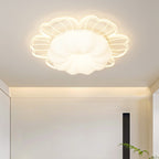 Contemporary Creative PVC Iron Floral Round LED Flush Mount Ceiling Light For Bedroom & Living Room