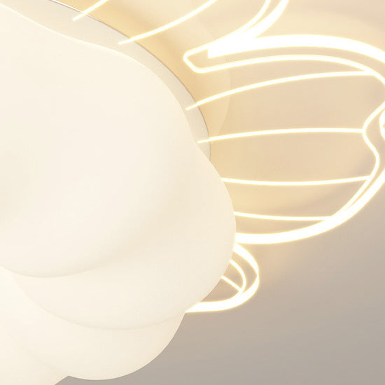 Contemporary Creative PVC Iron Floral Round LED Flush Mount Ceiling Light For Bedroom & Living Room