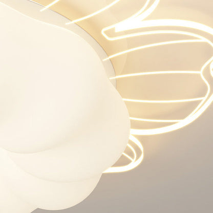 Contemporary Creative PVC Iron Floral Round LED Flush Mount Ceiling Light For Bedroom & Living Room