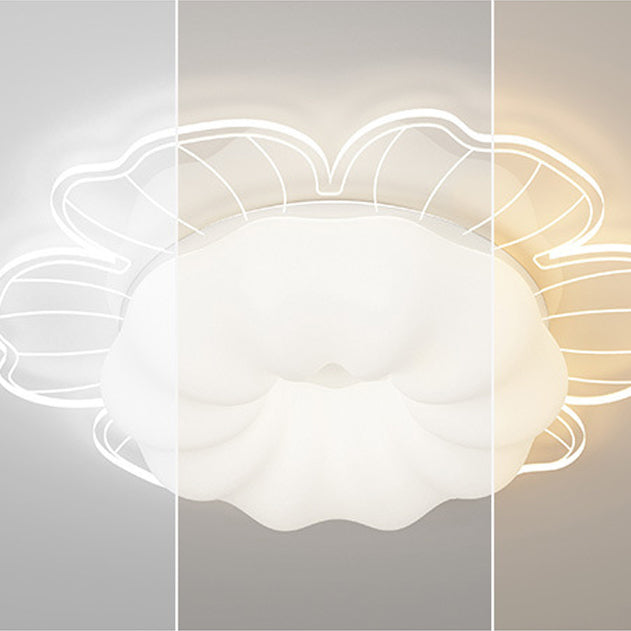 Contemporary Creative PVC Iron Floral Round LED Flush Mount Ceiling Light For Bedroom & Living Room