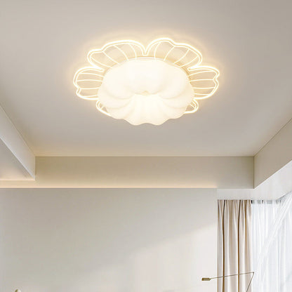 Contemporary Creative PVC Iron Floral Round LED Flush Mount Ceiling Light For Bedroom & Living Room