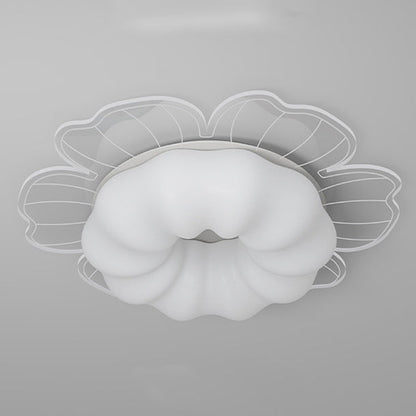 Contemporary Creative PVC Iron Floral Round LED Flush Mount Ceiling Light For Bedroom & Living Room