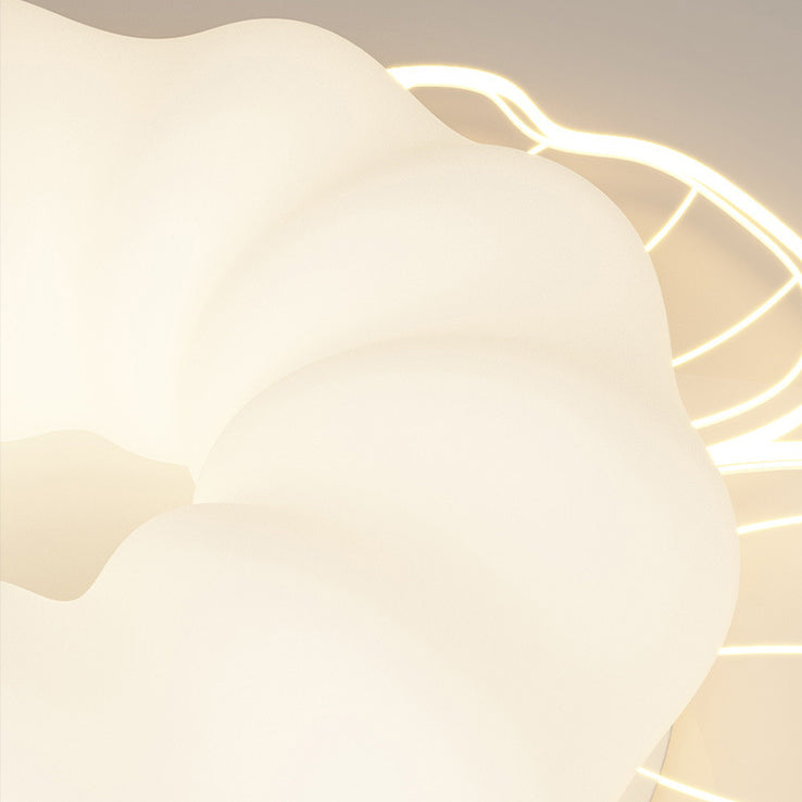 Contemporary Creative PVC Iron Floral Round LED Flush Mount Ceiling Light For Bedroom & Living Room