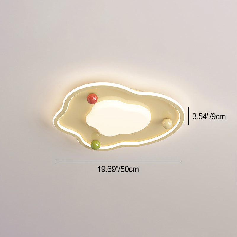 Modern Art Deco Silicone Aluminum Iron Creamy Globe LED Flush Mount Ceiling Light For Bedroom