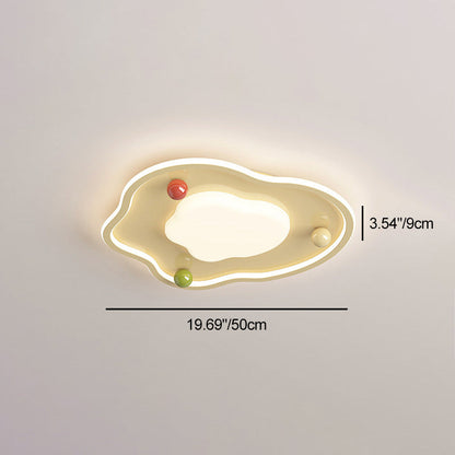 Modern Art Deco Silicone Aluminum Iron Creamy Globe LED Flush Mount Ceiling Light For Bedroom