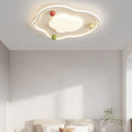 Modern Art Deco Silicone Aluminum Iron Creamy Globe LED Flush Mount Ceiling Light For Bedroom