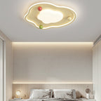 Modern Art Deco Silicone Aluminum Iron Creamy Globe LED Flush Mount Ceiling Light For Bedroom