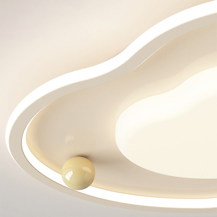 Modern Art Deco Silicone Aluminum Iron Creamy Globe LED Flush Mount Ceiling Light For Bedroom