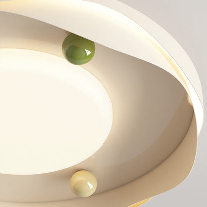 Modern Art Deco Silicone Aluminum Iron Creamy Globe LED Flush Mount Ceiling Light For Bedroom