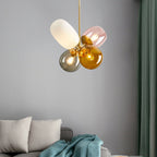 Contemporary Creative Brass Iron Glass Cylinder Globe 4-Light Chandelier For Dining Room