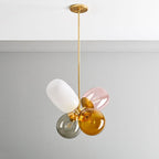 Contemporary Creative Brass Iron Glass Cylinder Globe 4-Light Chandelier For Dining Room