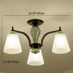 Contemporary Scandinavian Iron Ceramic Branch Cone 3/6/8/10-light Semi-flush Mount Lighting for Bedroom