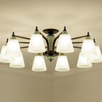 Contemporary Scandinavian Iron Ceramic Branch Cone 3/6/8/10-light Semi-flush Mount Lighting for Bedroom