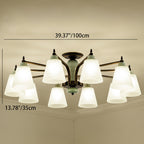 Contemporary Scandinavian Iron Ceramic Branch Cone 3/6/8/10-light Semi-flush Mount Lighting for Bedroom