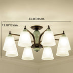 Contemporary Scandinavian Iron Ceramic Branch Cone 3/6/8/10-light Semi-flush Mount Lighting for Bedroom