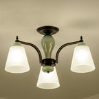 Contemporary Scandinavian Iron Ceramic Branch Cone 3/6/8/10-light Semi-flush Mount Lighting for Bedroom