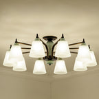 Contemporary Scandinavian Iron Ceramic Branch Cone 3/6/8/10-light Semi-flush Mount Lighting for Bedroom