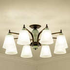 Contemporary Scandinavian Iron Ceramic Branch Cone 3/6/8/10-light Semi-flush Mount Lighting for Bedroom