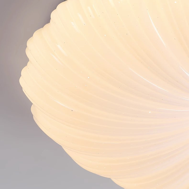 Modern Minimalist Rubberwood Iron Acrylic Textured Round LED Flush Mount Ceiling Light For Bedroom