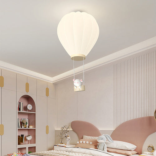 Modern Art Deco Iron Pe Kids Hot Air Balloon Cartoon Round LED Flush Mount Ceiling Light for Bedroom