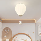 Modern Art Deco Iron Pe Kids Hot Air Balloon Cartoon Round LED Flush Mount Ceiling Light for Bedroom