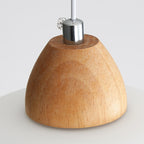 Contemporary Scandinavian Glass Solid Wood Persimmon Round 1-light Pendant Light for Living Room BulbSquare