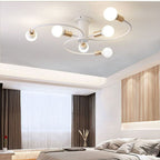 Contemporary Nordic Iron Spiral Spider 6-Light Semi-Flush Mount Ceiling Light For Living Room