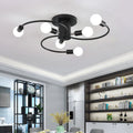 Contemporary Nordic Iron Spiral Spider 6-Light Semi-Flush Mount Ceiling Light For Living Room