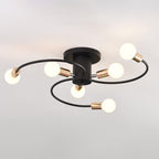 Contemporary Nordic Iron Spiral Spider 6-Light Semi-Flush Mount Ceiling Light For Living Room