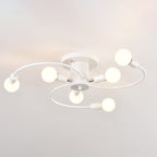 Contemporary Nordic Iron Spiral Spider 6-Light Semi-Flush Mount Ceiling Light For Living Room