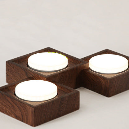Traditional Vintage Iron & Resin Square Block-Style 2/3-Light Flush Mount Downlight Ceiling Light For Living Room & Bedroom