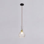 Contemporary Retro Iron & Glass Vase With Etched Design 1-Light Pendant Light For Dining Room