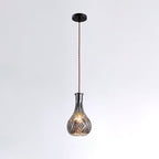 Contemporary Retro Iron & Glass Vase With Etched Design 1-Light Pendant Light For Dining Room