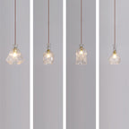 Contemporary Retro Iron & Glass Vase With Etched Design 1-Light Pendant Light For Dining Room