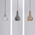 Contemporary Retro Iron & Glass Vase With Etched Design 1-Light Pendant Light For Dining Room